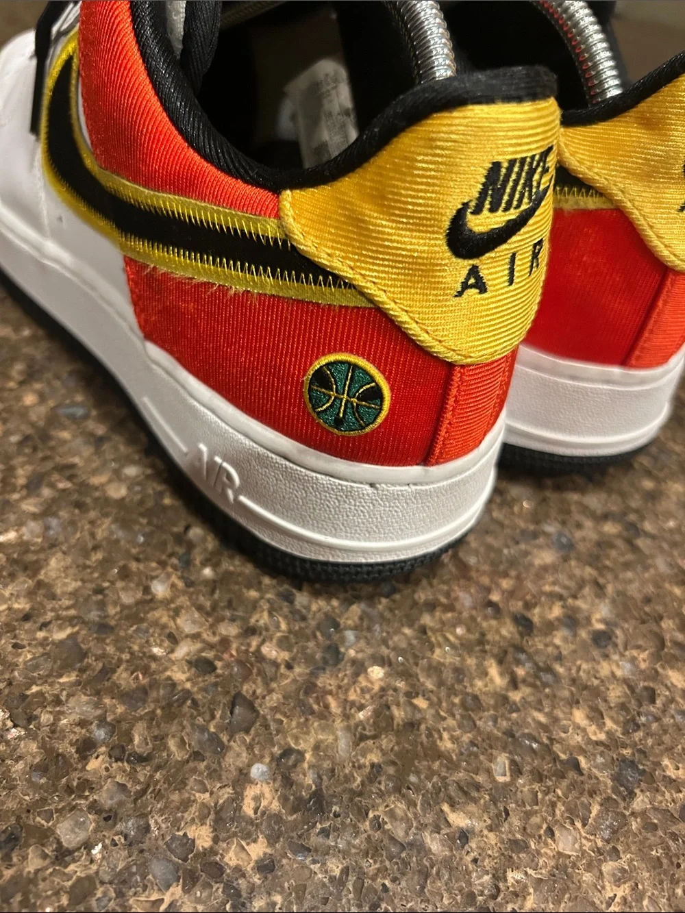 Men Nike Air Force 1 Low — White with Black, Orange & Yellow